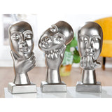 Keramik Skulptur "Nachdenklich" in 3 verschiedenen Designs Silberfarben
