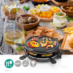 Gourmet / Raclette Grill | 6 Personen | Spatel | Antihaft-Beschichtung | Rund