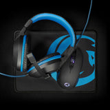 Gaming Combo Kit 3 in 1 Headset, Maus und Mousepad Rechtshändig Schwarz/Blau