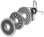 WOLFCUT - Fleischwolfscheibensatz 3 mm + 6 mm + 8mm Bohrung und ein Kreuzmesser kompatibel mit allen gängigen Fleischwolf Marken Größe H82 Werkzeugstahl