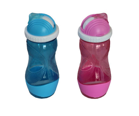 Kido Wasserflasche mit Strohhalm in 2 Farben 400 ml. - Discountmaxx