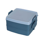 Lunchbox, Vesperdose mit 2 Fächern in 4 Farben 15x15x9 cm - Discountmaxx