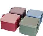 Lunchbox, Vesperdose mit 2 Fächern in 4 Farben 15x15x9 cm - Discountmaxx