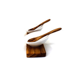 Handgefertigtees Dipschalen Set oval aus Porzellan & Holz 10cm