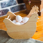 Eierkorb aus Holz- Huhn