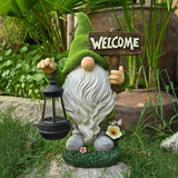 LED-Solar Gartenzwerg Welcome-Statue