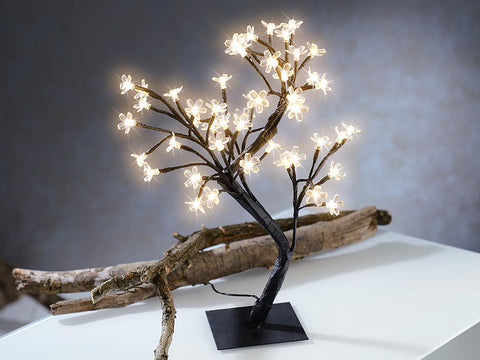 LED-Lichterbaum mit 48 leuchtenden Blüten und Sockel, 45 cm