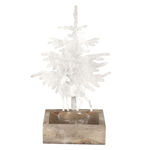 Kerzenhalter, Teelichthalter Baum 14x10x21 cm Weiss Metall